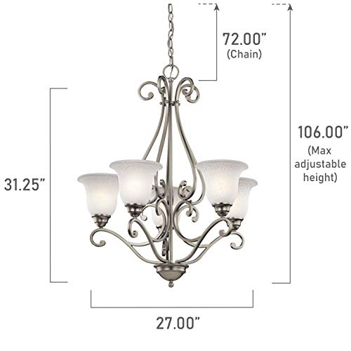 kichler-camerena-31-25-5-light-chandelier-in-brushed-nickel-with-white-scavo-gla image 7