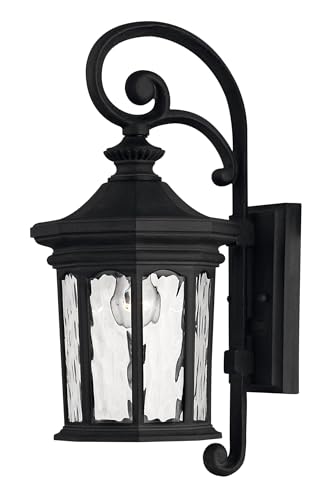 hinkley-raley-medium-wall-mount-outdoor-lantern-museum-black-finish-clear-water- image 7