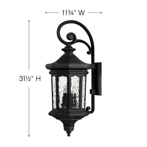 hinkley-raley-large-outdoor-wall-lantern-estate-series-museum-black-finish-clear image 7