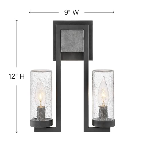 hinkley-sawyer-2-light-led-outdoor-wall-lantern-aged-zinc-distressed-black-clear image 6