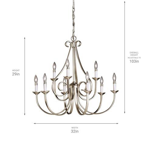 kichler-dover-9-light-2-tier-chandelier-brushed-nickel-clear-glass-model-2031ni image 5