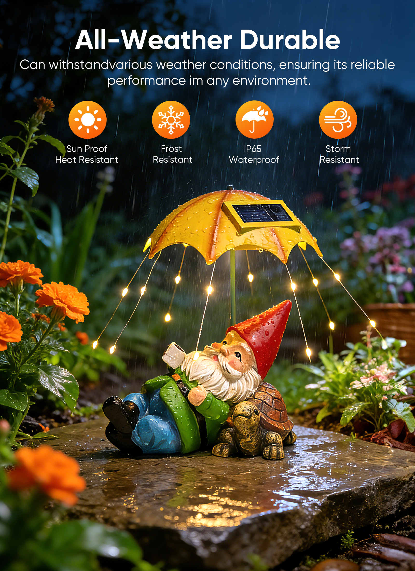 brightown-solar-gnome-statue-with-32-led-lights-for-garden-patio-lawn-decor image 4