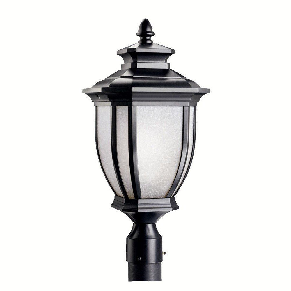 kichler-salisbury-9938bk-1-light-outdoor-post-light-black-with-white-linen-glass image 3