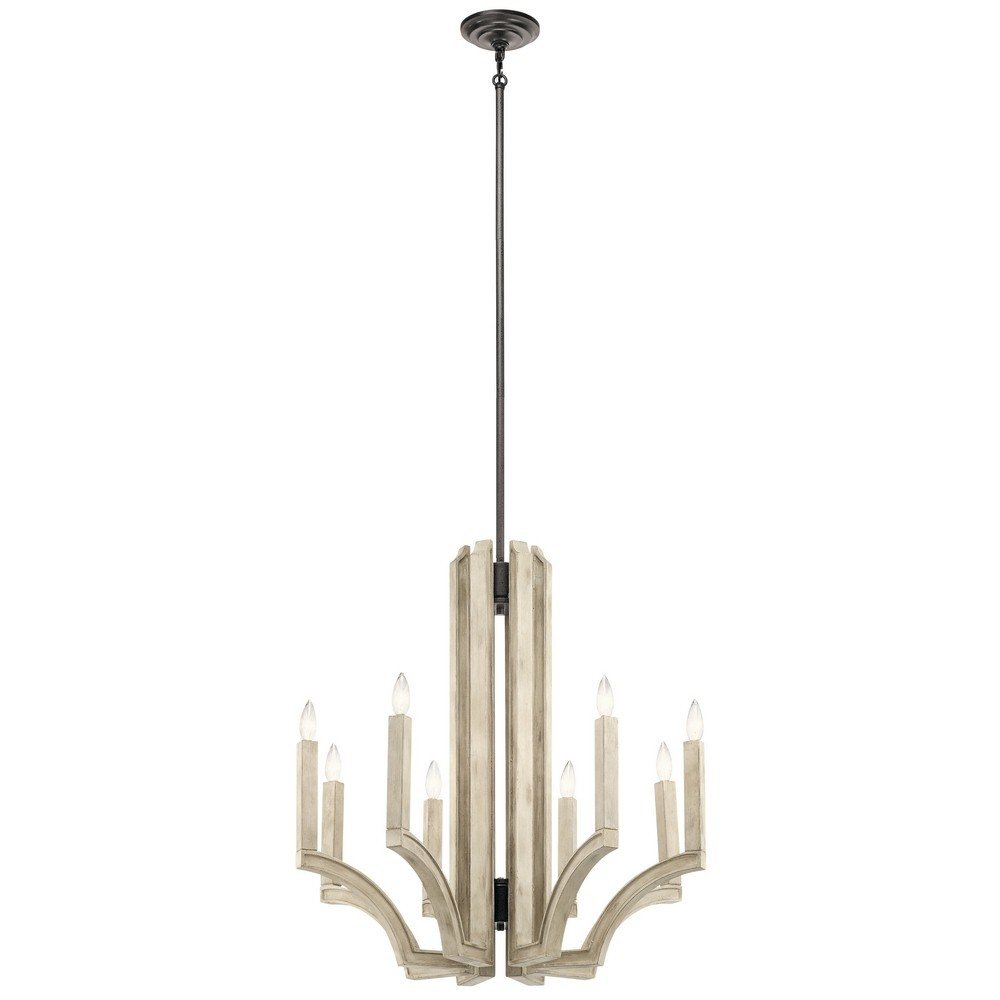 kichler-botanica-8-light-chandelier-in-white-washed-faux-wood-and-anvil-iron-442 image 1