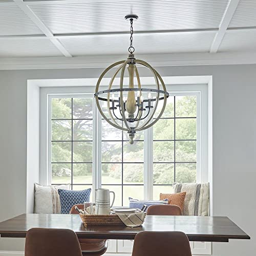 kichler-evan-6-light-chandelier-in-distressed-antique-gray-wood-with-anvil-iron- image 6
