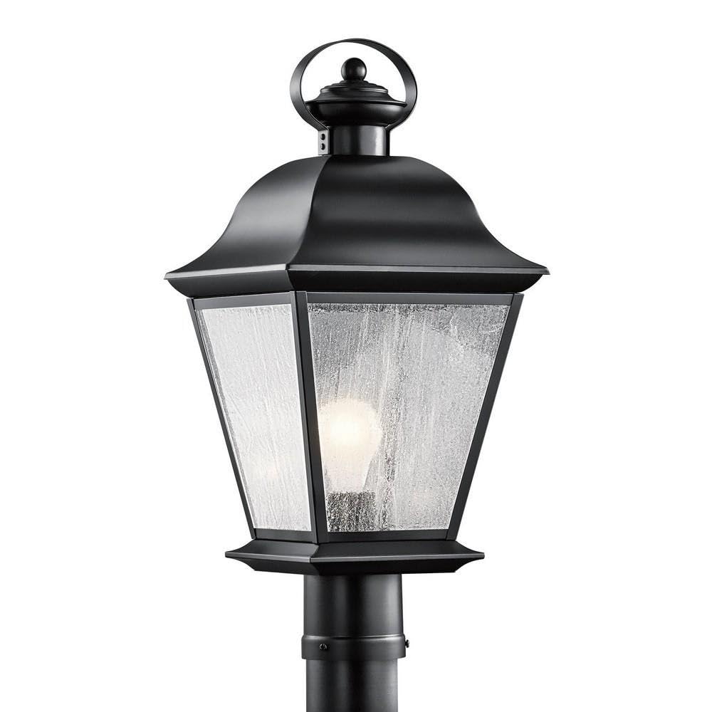 kichler-mount-vernon-outdoor-post-light-black-clear-seeded-glass-9909bk image 1
