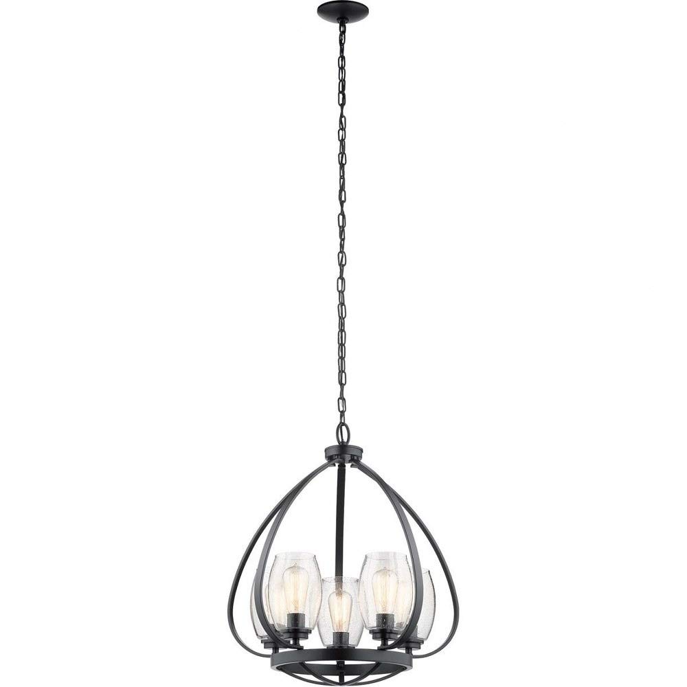 kichler-tuscany-24-5-light-chandelier-with-clear-seeded-glass-in-black-rustic-ir image 1