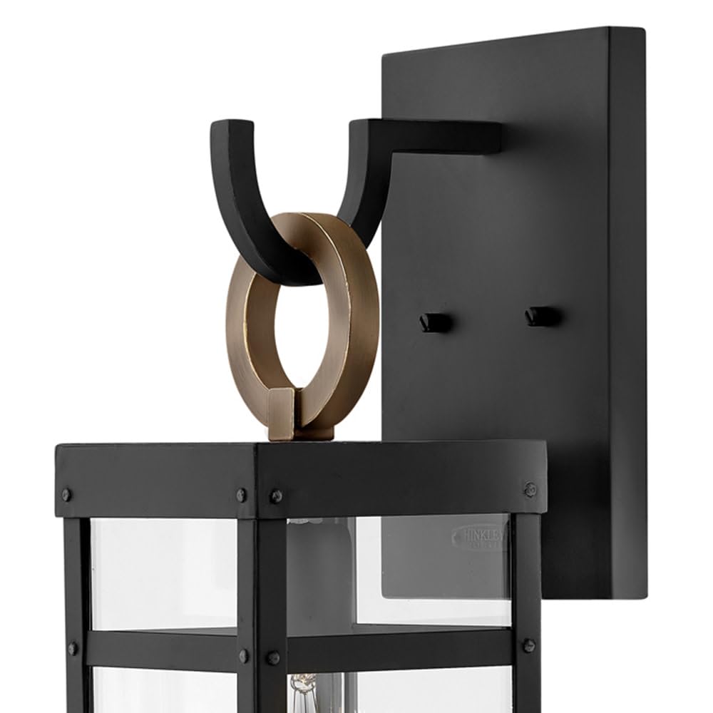 hinkley-porter-medium-outdoor-wall-mount-lantern-with-led-bulb-black-and-burnish image 3