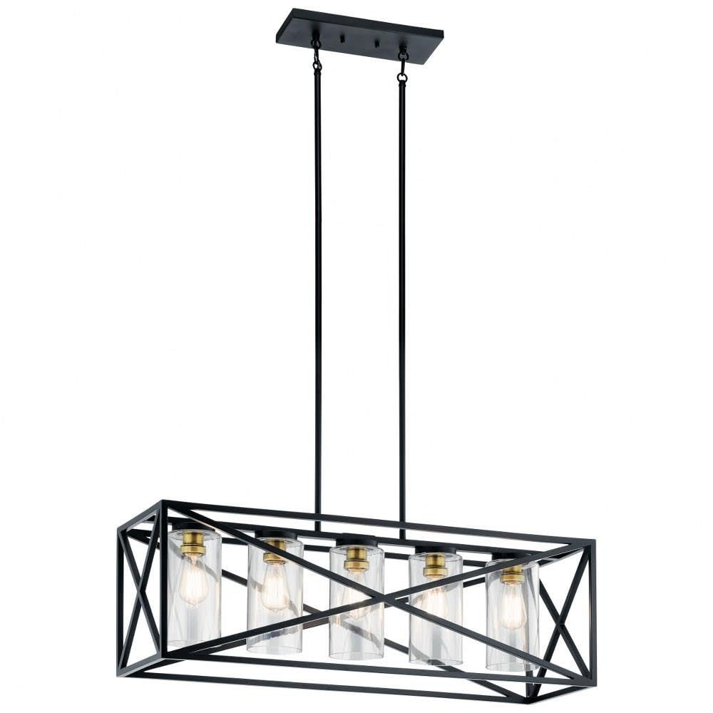 kichler-moorgate-5-light-linear-chandelier-black-brass-clear-glass-44081bk image 1