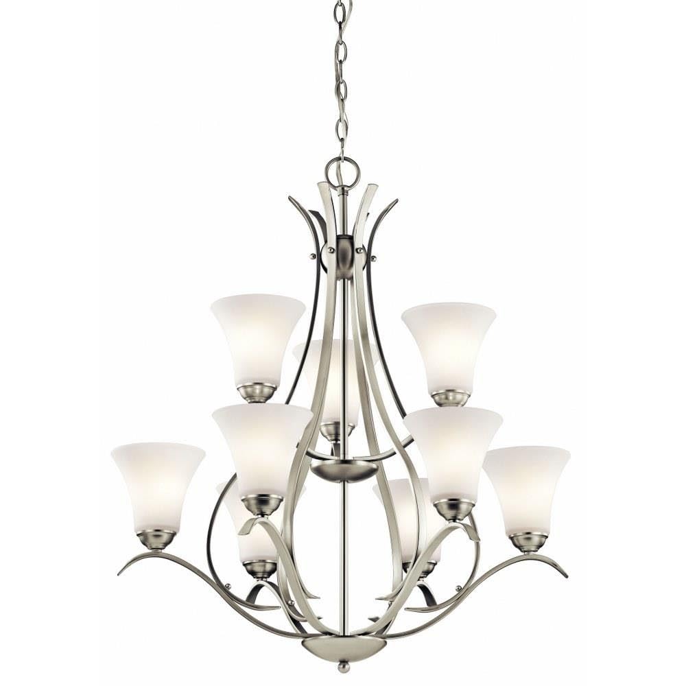 kichler-keiran-33-25-9-light-chandelier-in-brushed-nickel-with-satin-etched-whit image 1