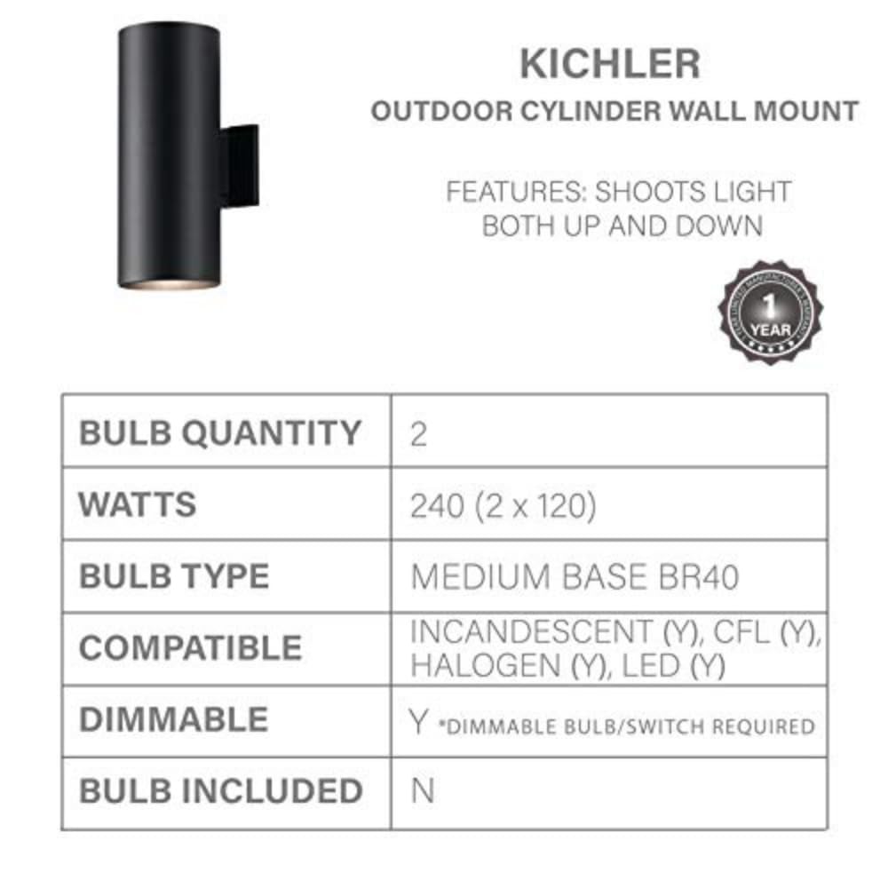 kichler-cylinders-15-2-light-outdoor-wall-sconce-in-black-9246bk image 3