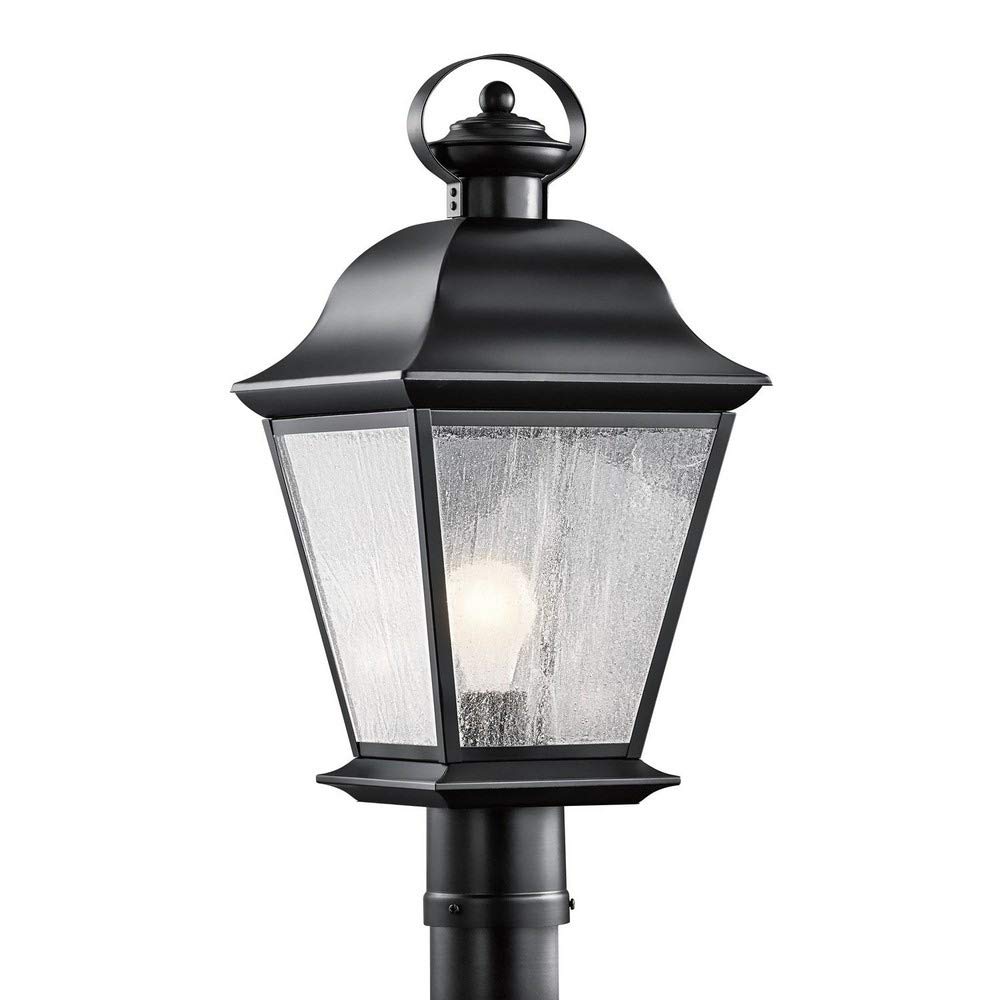 kichler-mount-vernon-outdoor-post-light-black-clear-seeded-glass-9909bk image 2