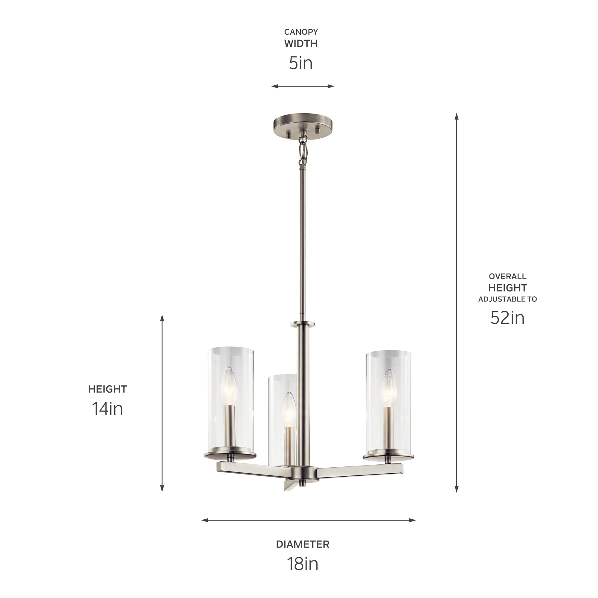 kichler-crosby-3-light-convertible-chandelier-brushed-nickel image 6