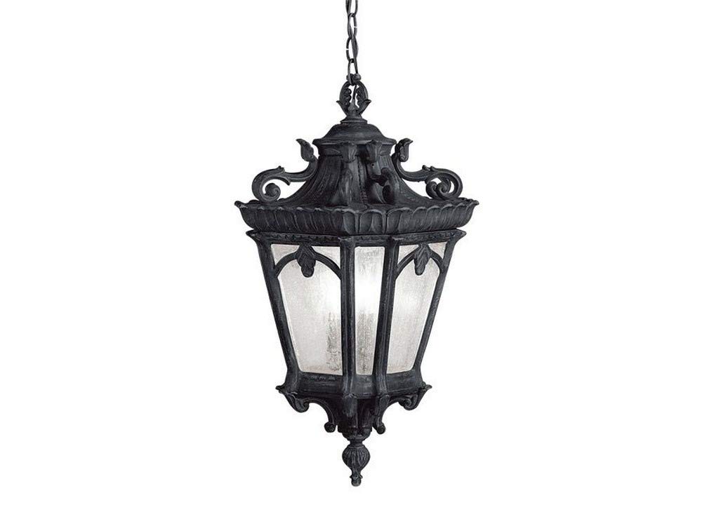 kichler-tournai-3-light-outdoor-pendant-textured-black-clear-seeded-glass-9855bk image 4