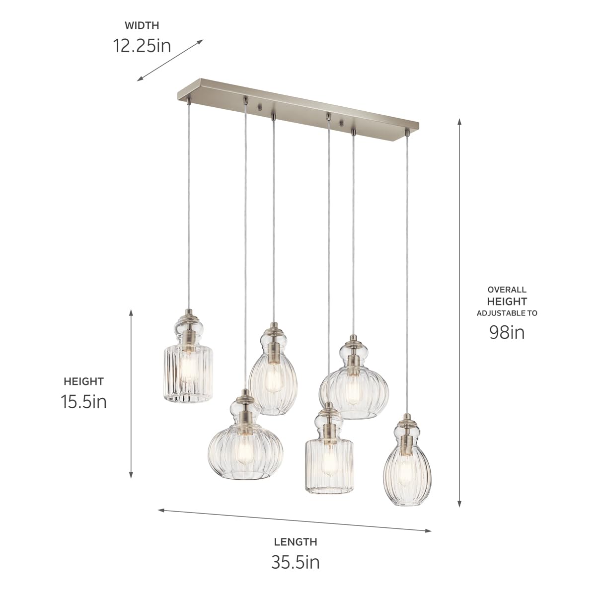 kichler-lighting-riviera-35-5-6-light-linear-chandelier-with-clear-ribbed-glass- image 4