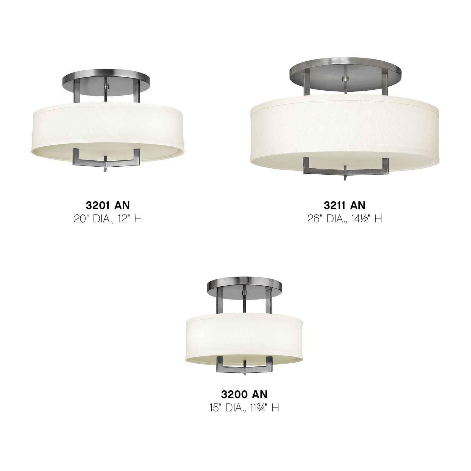 hinkley-hampton-semi-flush-mount-light-antique-nickel-off-white-linen-drum-shade image 7