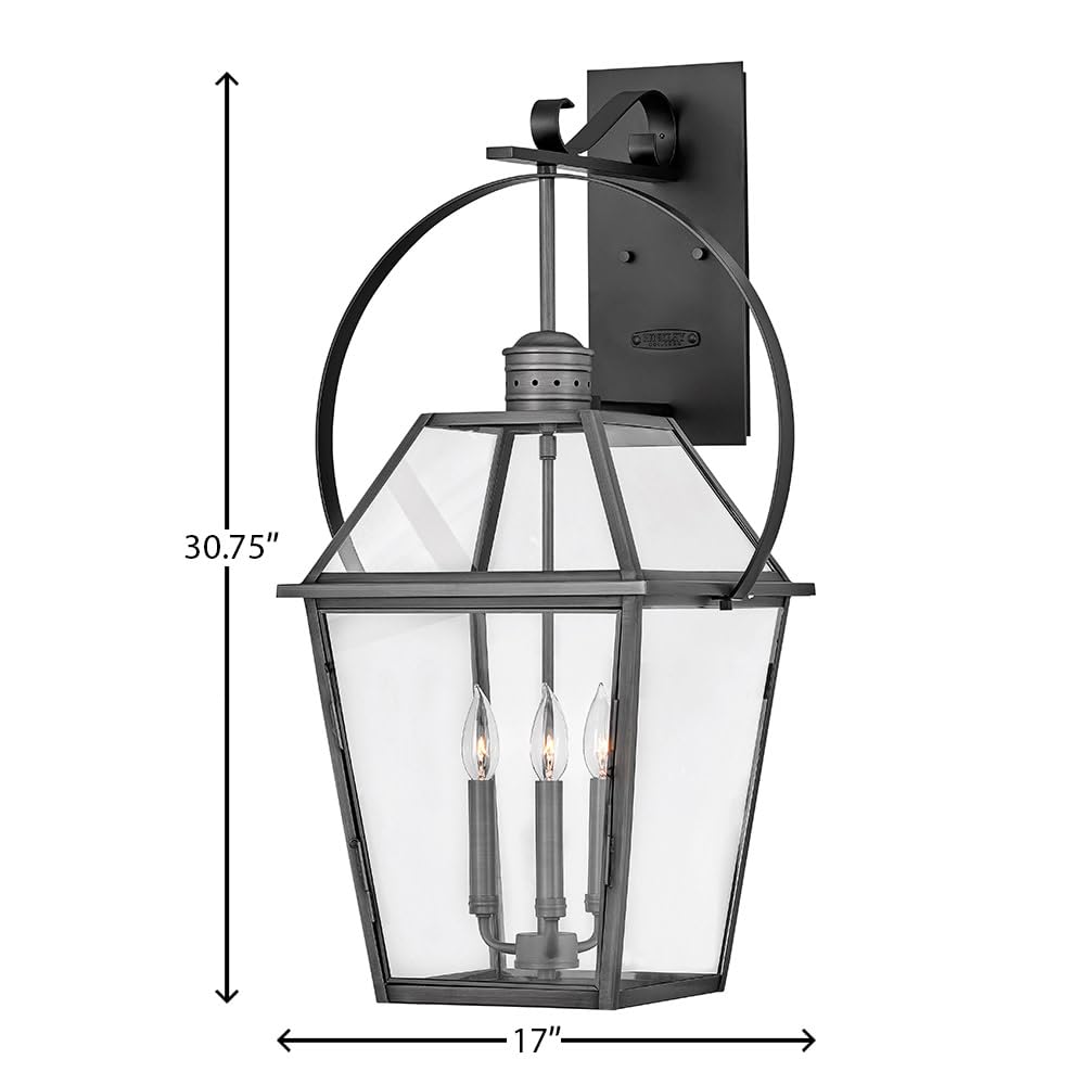 hinkley-nouvelle-30-75-3-light-outdoor-hanging-lantern-blackened-brass-with-blac image 3