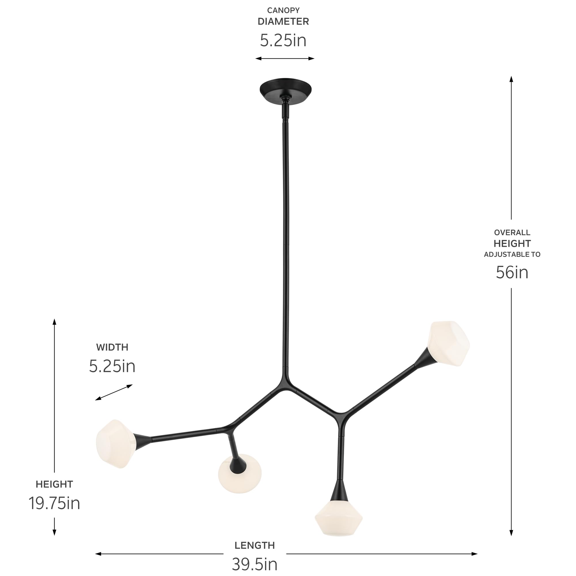 kichler-cassius-4-light-convertible-chandelier-black-opal-glass-19-75-x-5-25-x-3 image 4