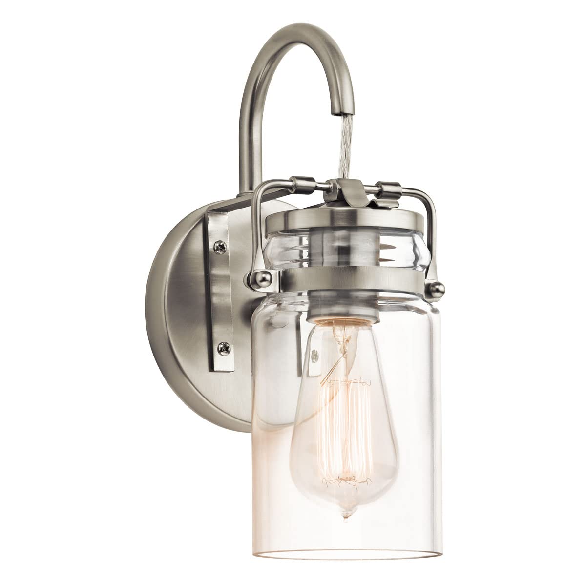kichler-brinley-45576ni-1-light-wall-sconce-brushed-nickel-with-clear-mason-jar- image 1