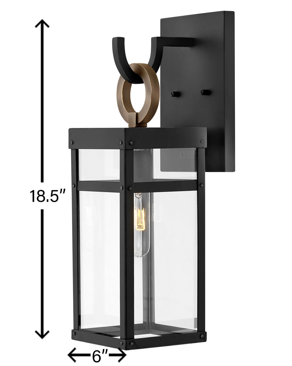 hinkley-porter-medium-outdoor-wall-mount-lantern-with-led-bulb-black-and-burnish image 5