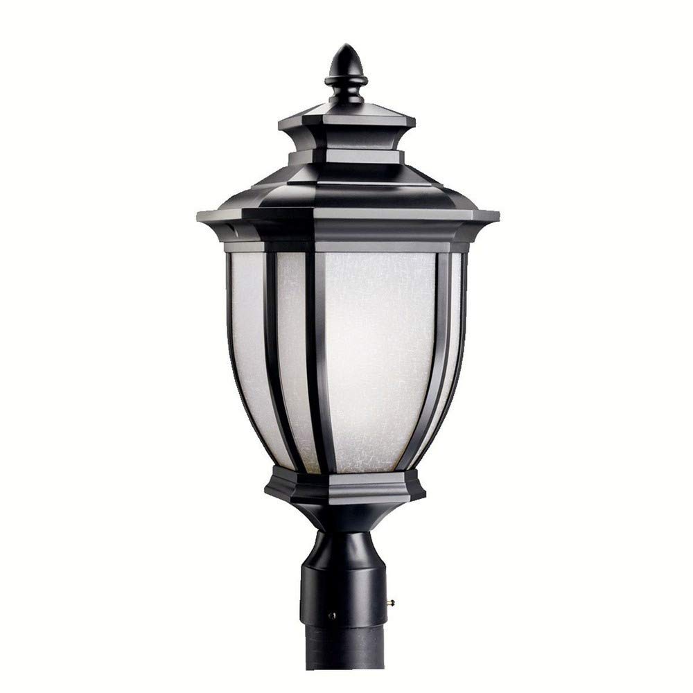 kichler-salisbury-9938bk-1-light-outdoor-post-light-black-with-white-linen-glass image 2