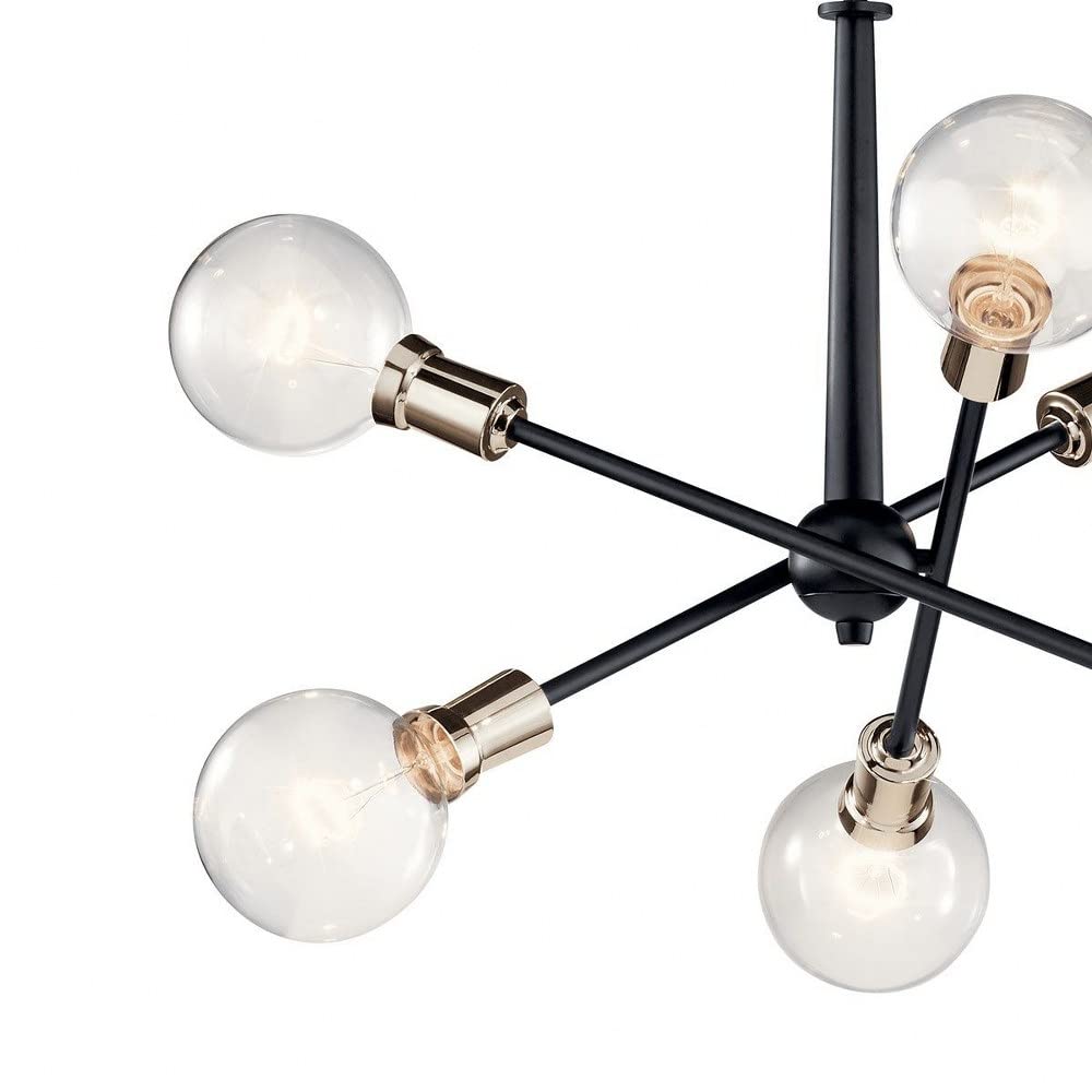 kichler-armstrong-6-light-sputnik-chandelier-black-adjustable-arms-43095bk image 2