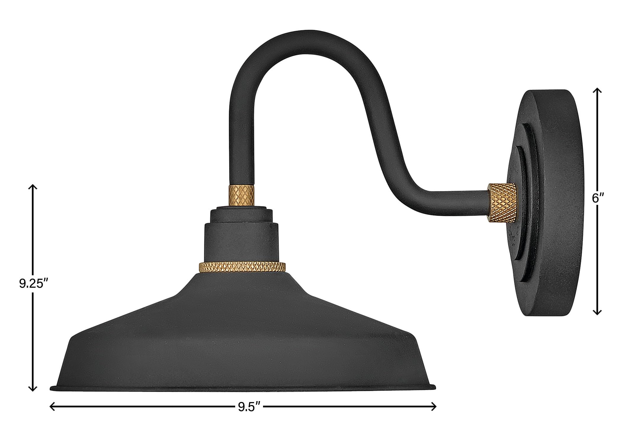 hinkley-foundry-classic-small-gooseneck-barn-light-textured-black-with-brass-acc image 2