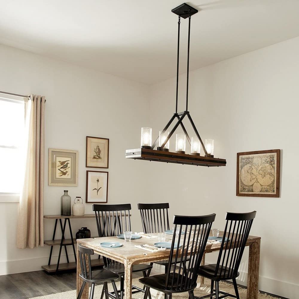 kichler-colerne-8-light-linear-chandelier-in-auburn-stained-wood-and-distressed- image 7