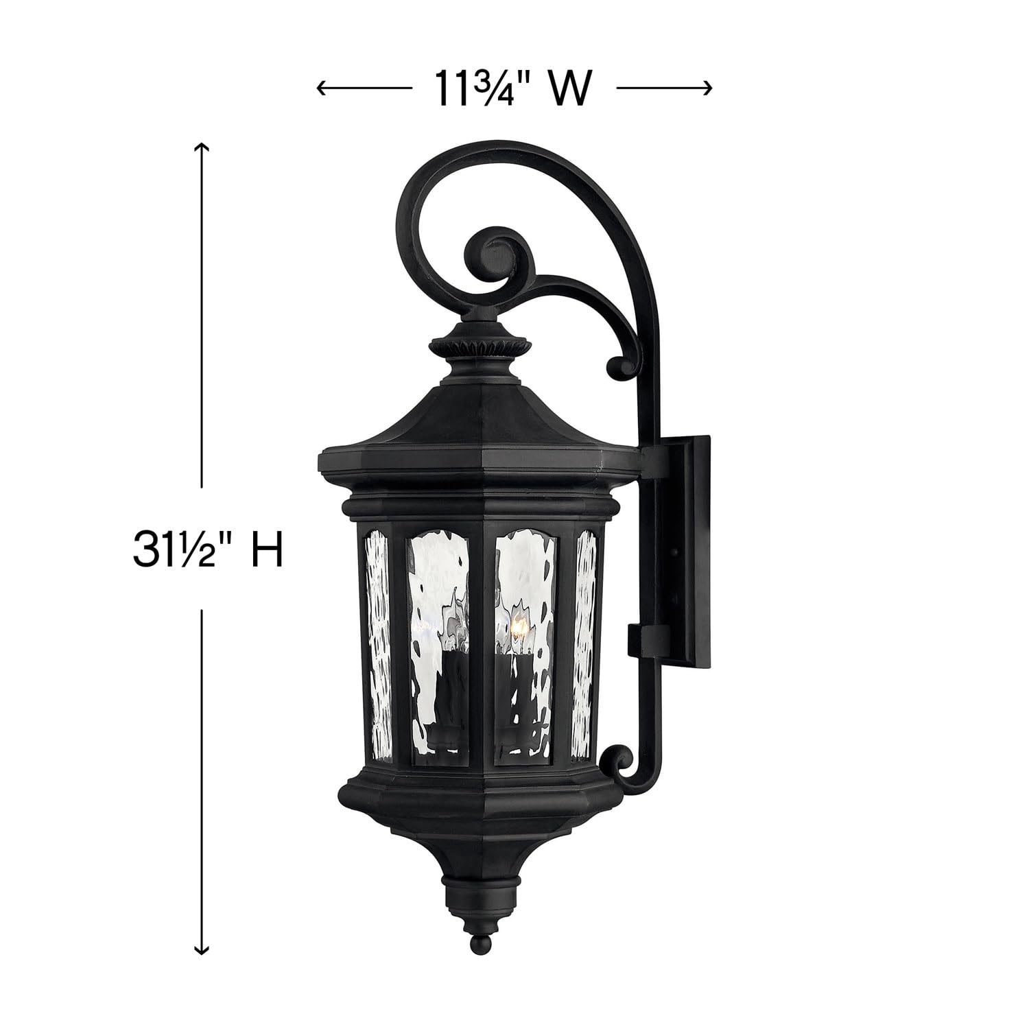 hinkley-raley-large-outdoor-wall-lantern-estate-series-museum-black-finish-clear image 2