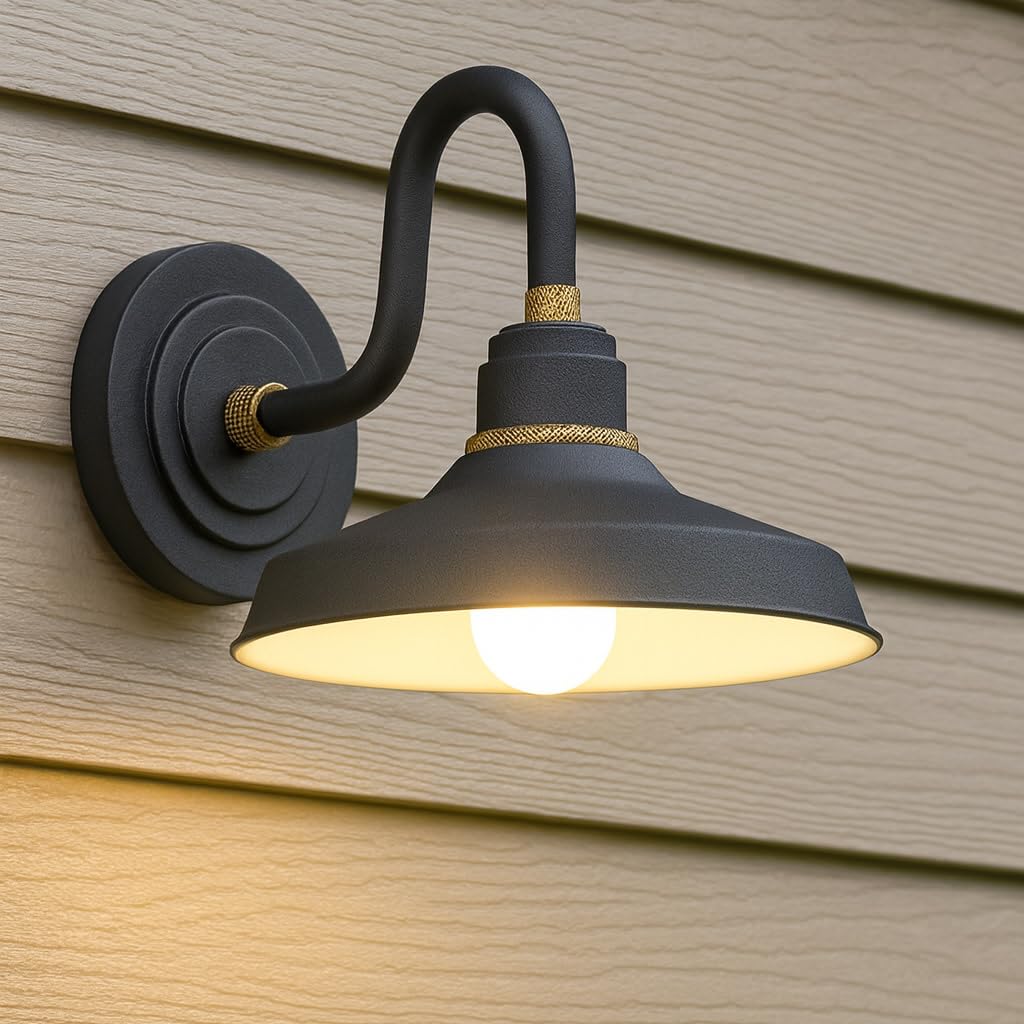 hinkley-foundry-classic-small-gooseneck-barn-light-textured-black-with-brass-acc image 3