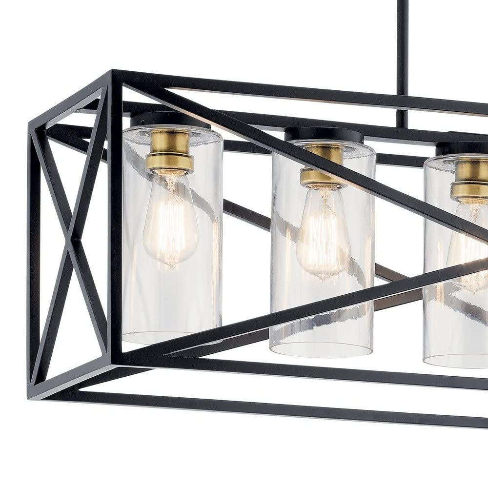 kichler-moorgate-5-light-linear-chandelier-black-brass-clear-glass-44081bk image 7