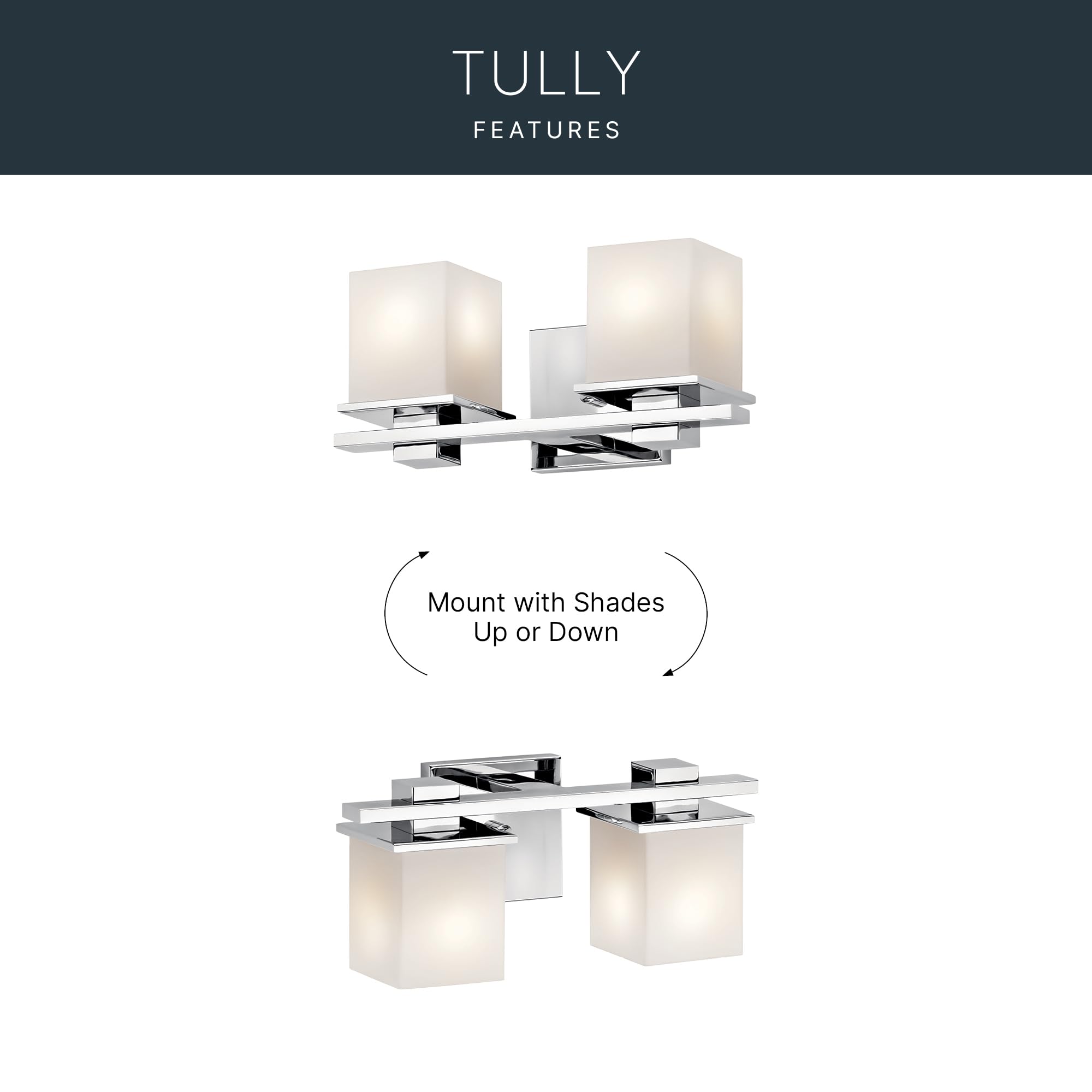 kichler-tully-2-light-chrome-bathroom-vanity-light-model-45150ch-with-satin-etch image 5