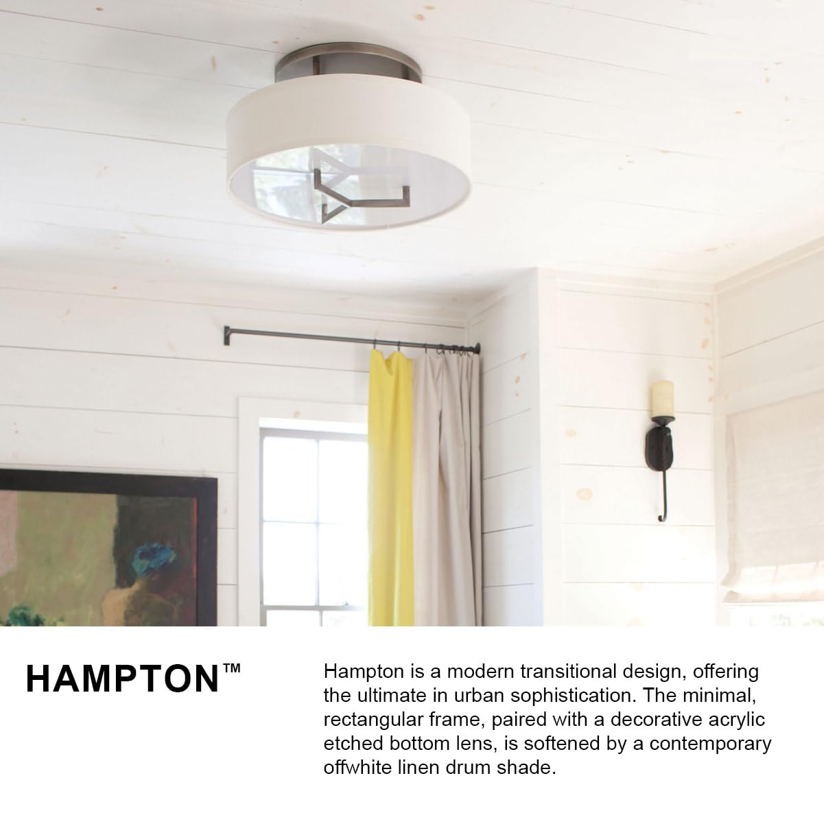 hinkley-hampton-semi-flush-mount-light-antique-nickel-off-white-linen-drum-shade image 4
