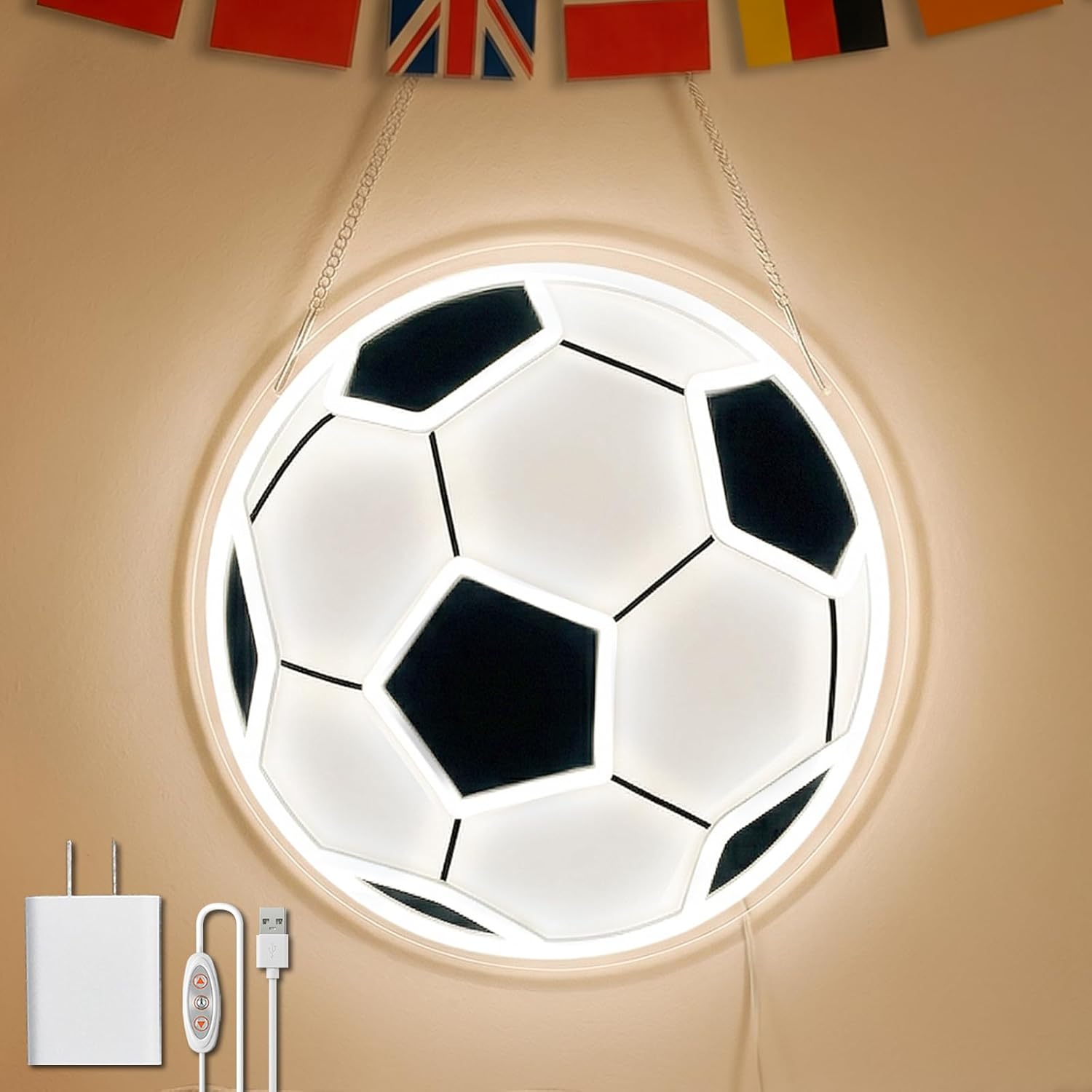 brightown-led-soccer-ball-neon-sign-usb-powered-adjustable-brightness-hanging-ki image 1