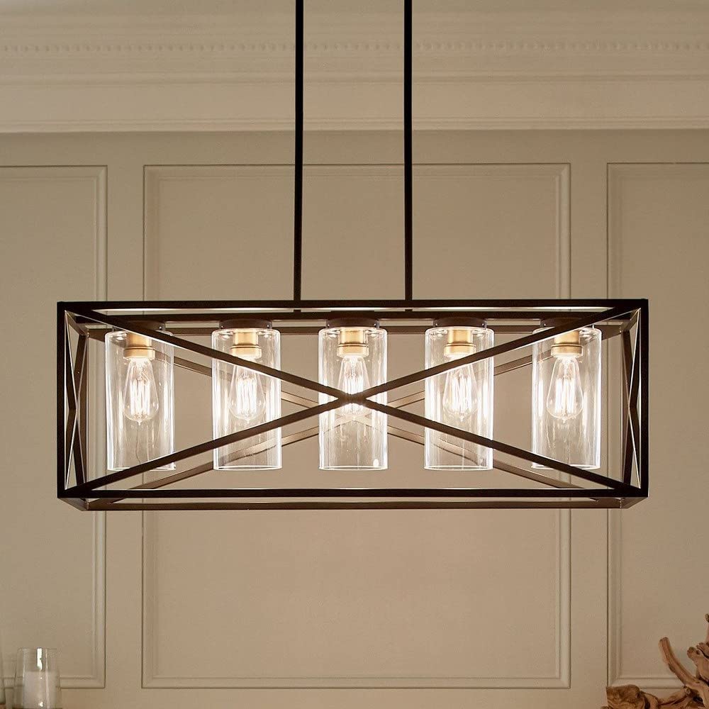 kichler-moorgate-5-light-linear-chandelier-black-brass-clear-glass-44081bk image 4