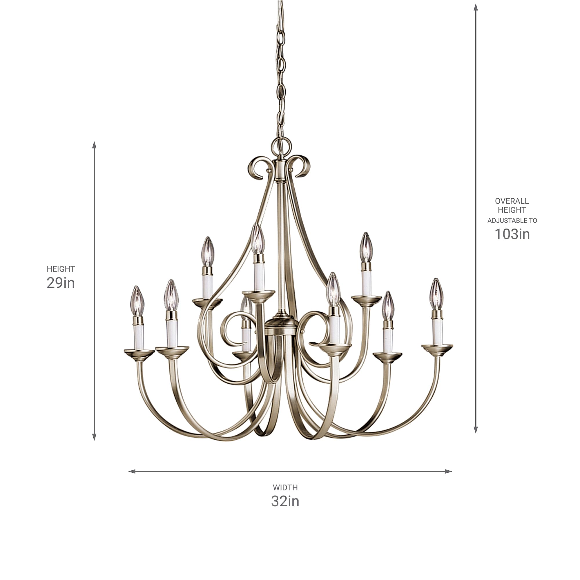 kichler-dover-9-light-2-tier-chandelier-brushed-nickel-clear-glass-model-2031ni image 2