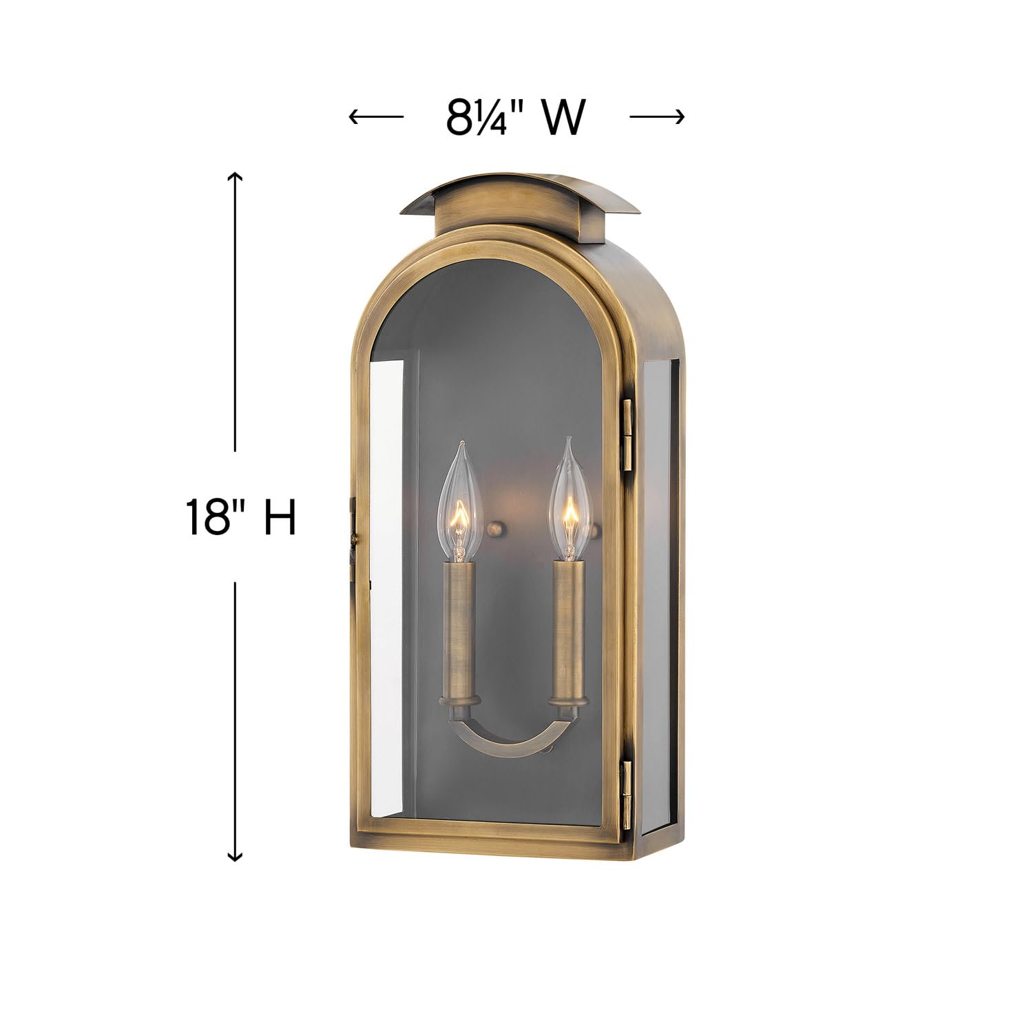 hinkley-rowley-two-light-outdoor-medium-wall-mount-in-light-antique-brass-with-c image 2