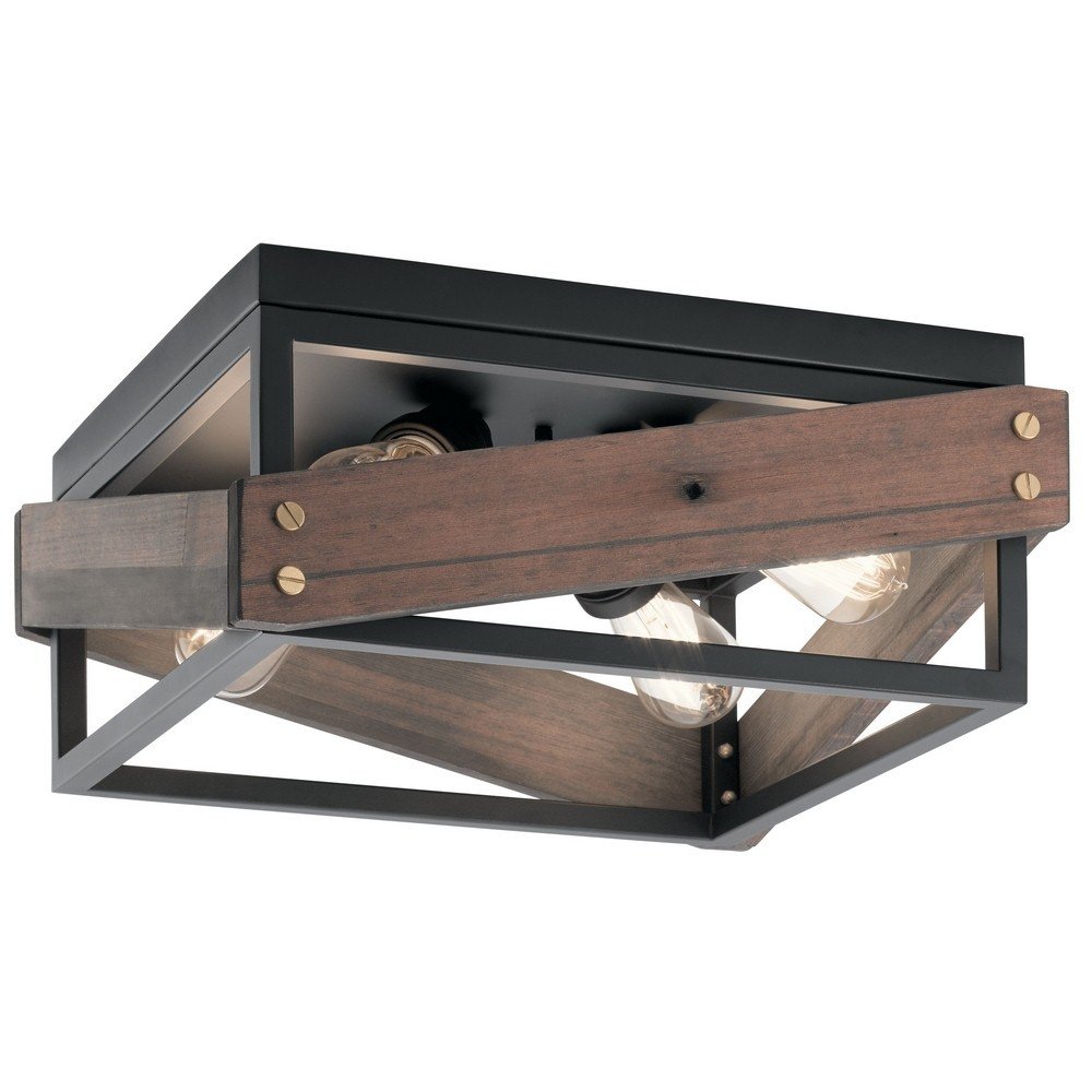 kichler-fulton-cross-44224bk-four-light-flush-mount-black image 2