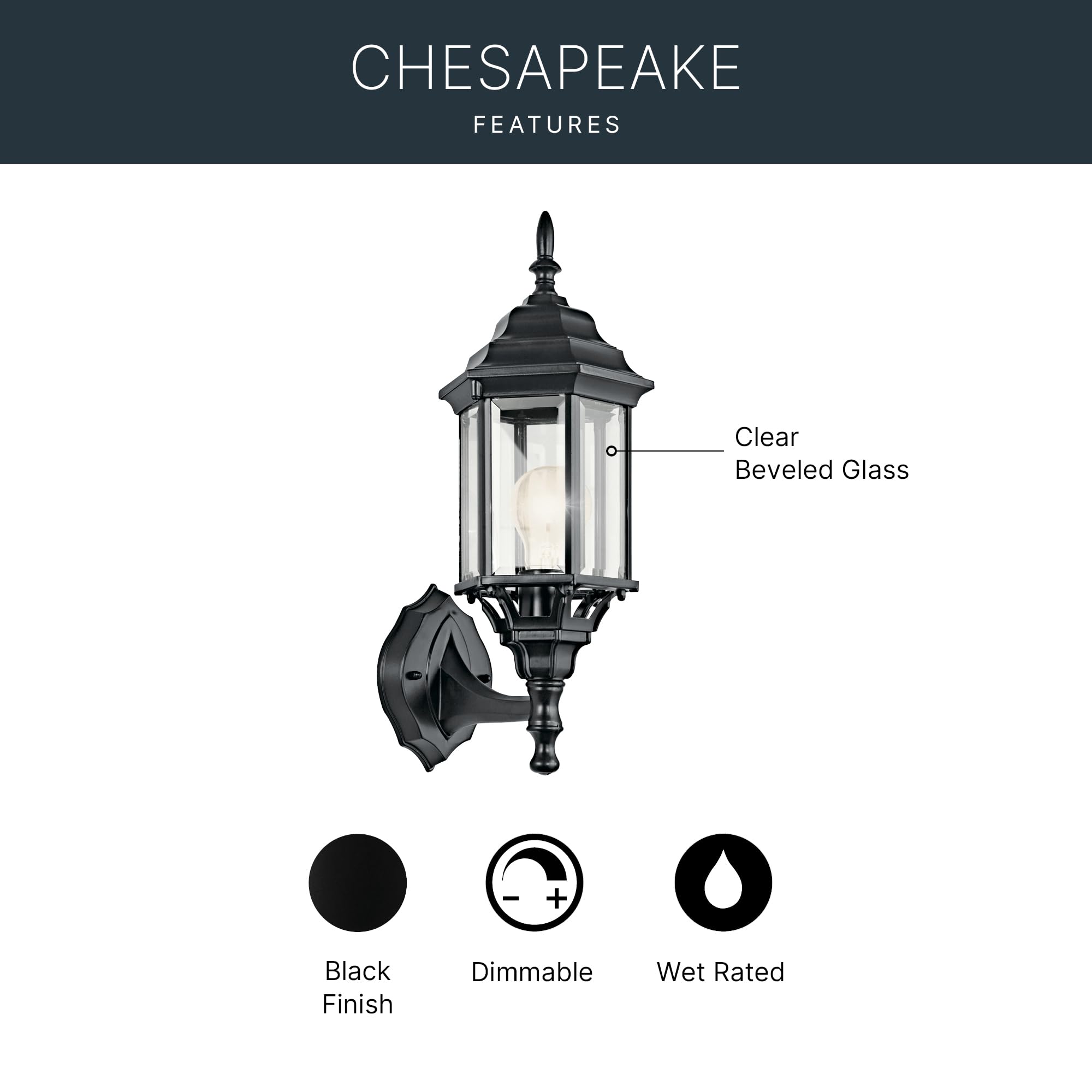 kichler-chesapeake-outdoor-wall-sconce-black-49255bk-coastal-die-cast-aluminum-w image 4