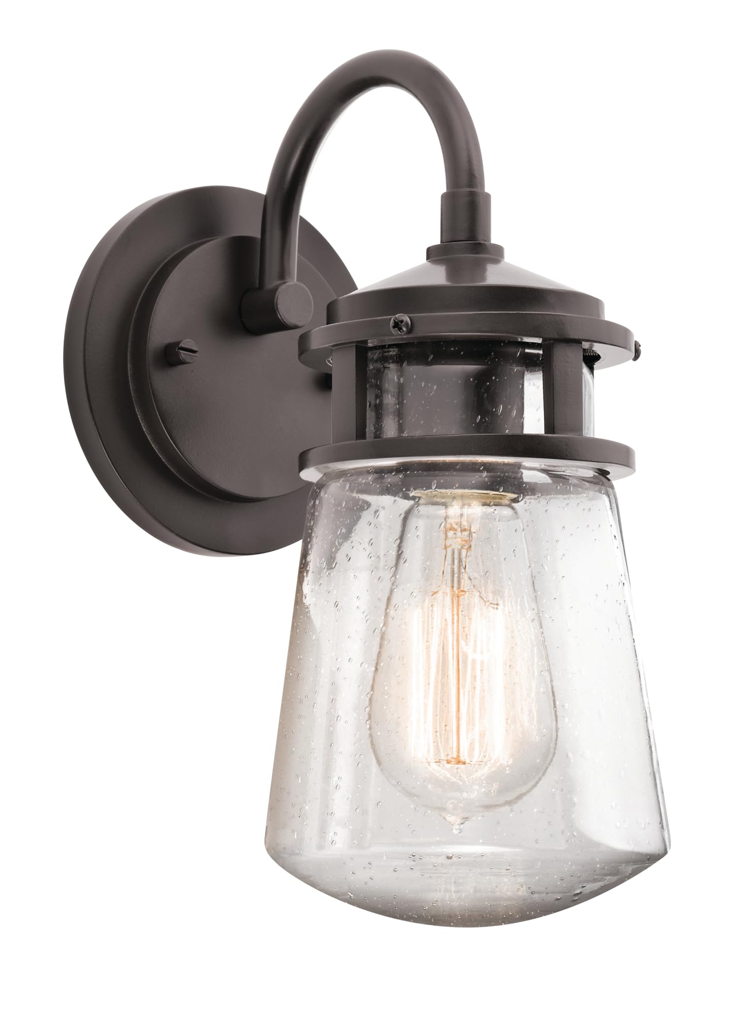 kichler-lyndon-1-light-outdoor-wall-sconce-in-architectural-bronze-with-clear-se image 1