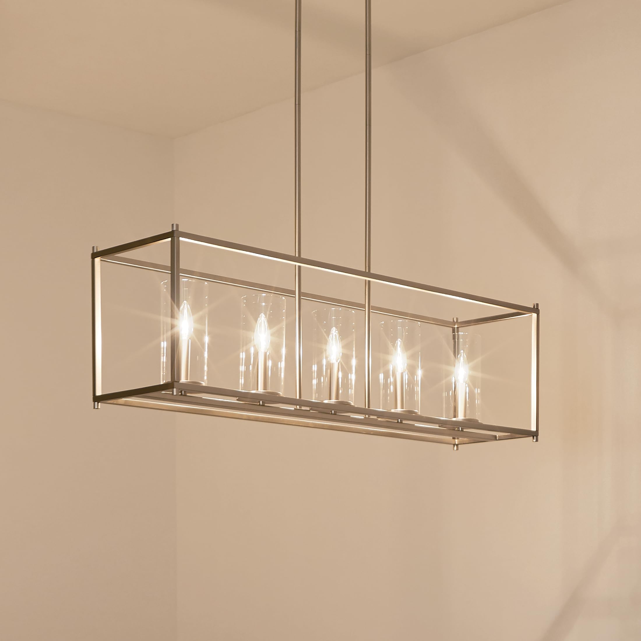 kichler-crosby-5-light-linear-chandelier-in-brushed-nickel-43995ni-for-dining-ro image 3