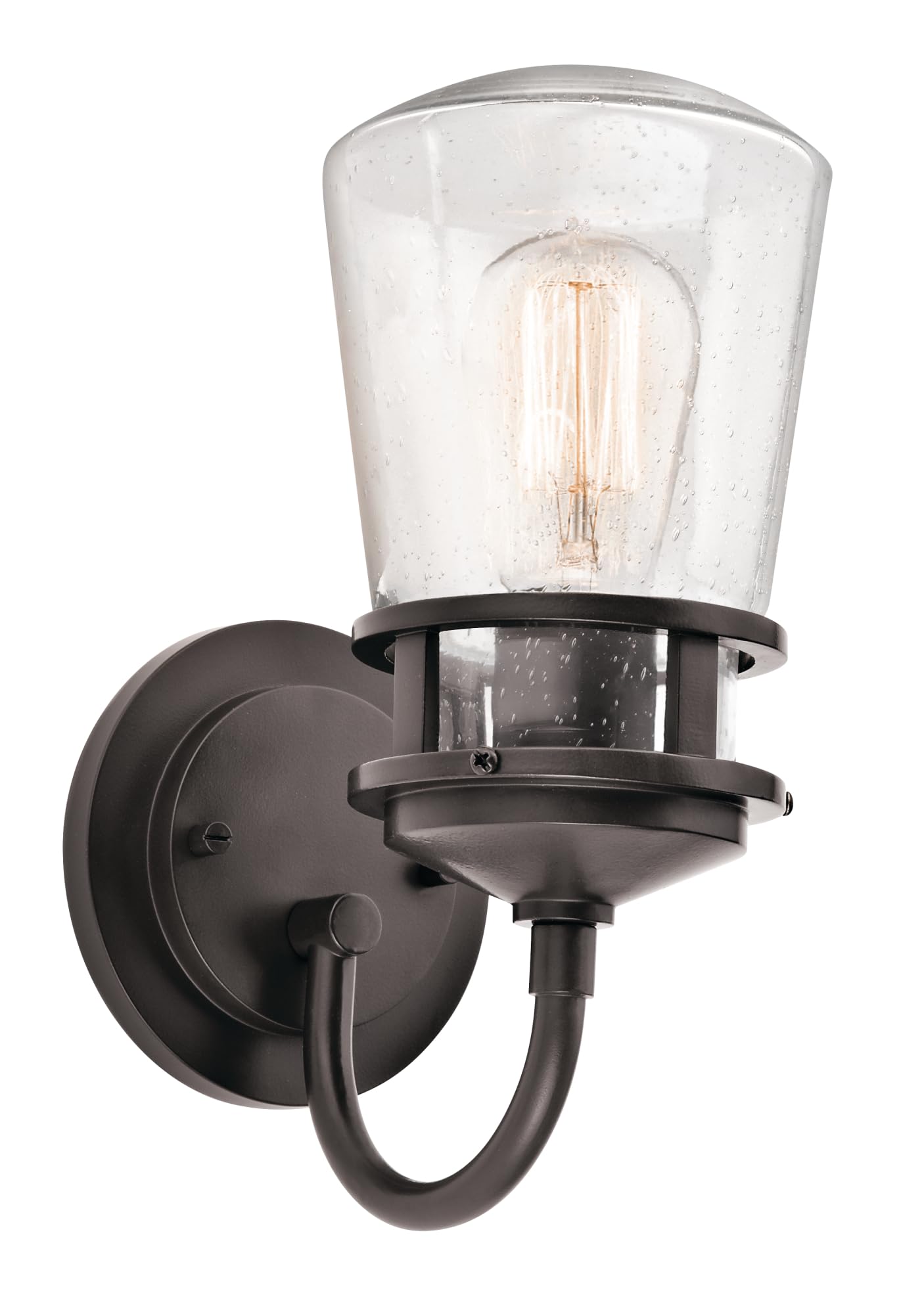kichler-lyndon-1-light-outdoor-wall-sconce-in-architectural-bronze-with-clear-se image 2