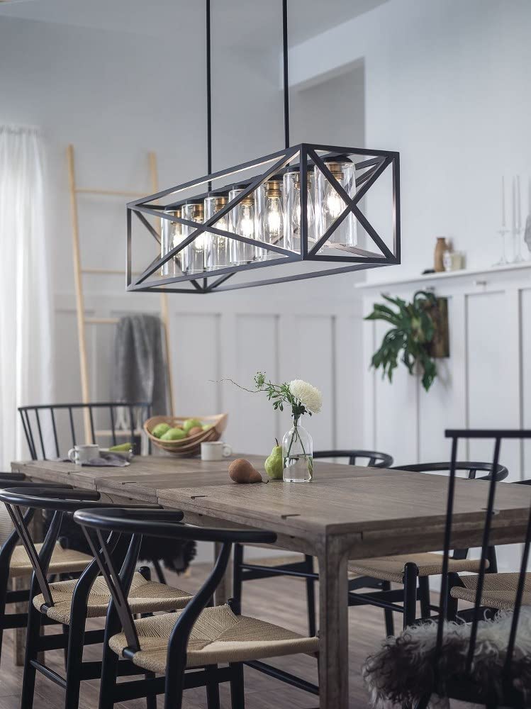 kichler-moorgate-5-light-linear-chandelier-black-brass-clear-glass-44081bk image 2