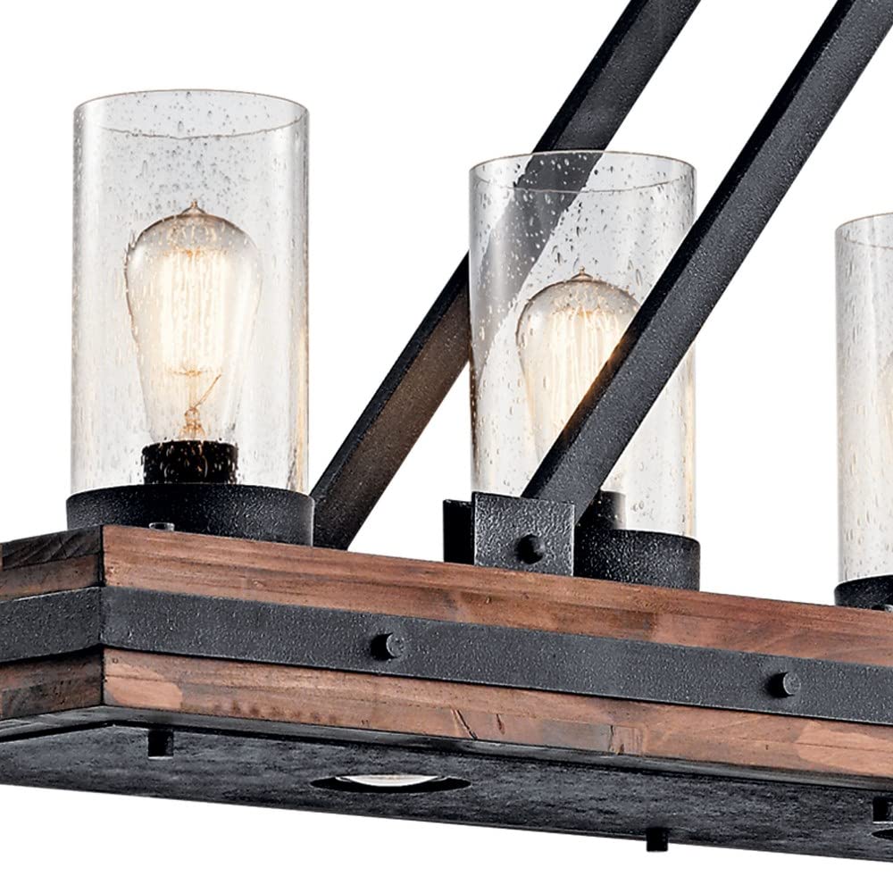 kichler-colerne-8-light-linear-chandelier-in-auburn-stained-wood-and-distressed- image 5