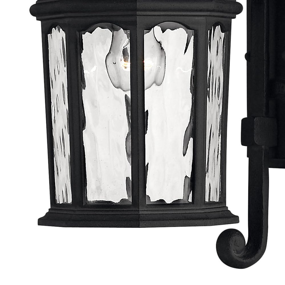 hinkley-raley-medium-wall-mount-outdoor-lantern-museum-black-finish-clear-water- image 4