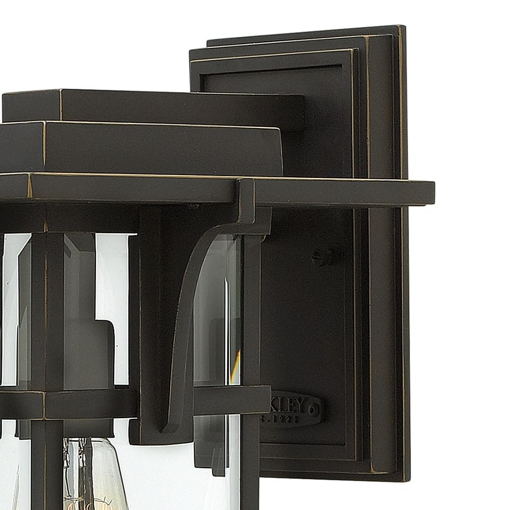 hinkley-manhattan-one-light-medium-outdoor-wall-mount-oil-rubbed-bronze-with-cle image 4