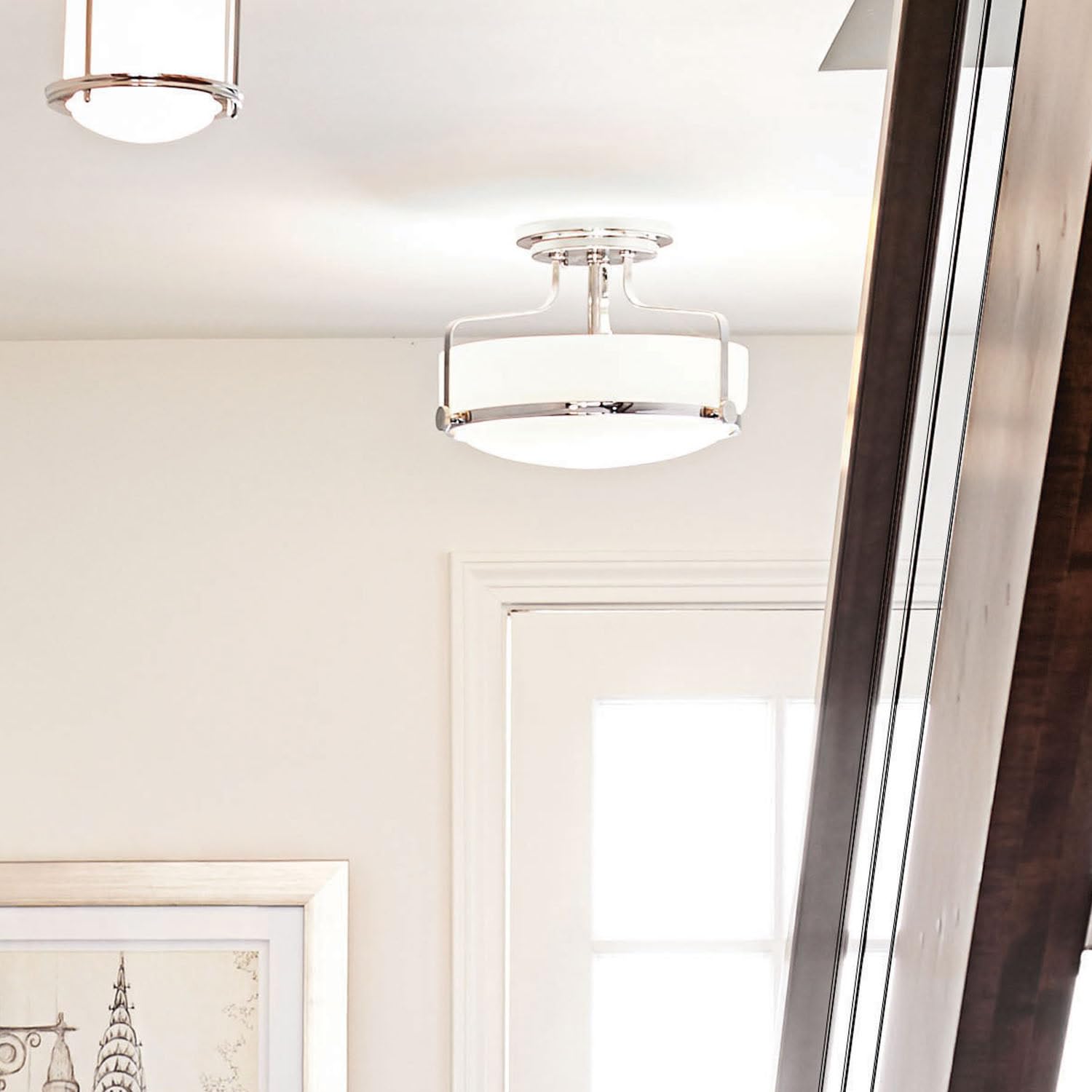hinkley-harper-3641cm-medium-semi-flush-mount-ceiling-light-chrome-etched-opal-g image 2