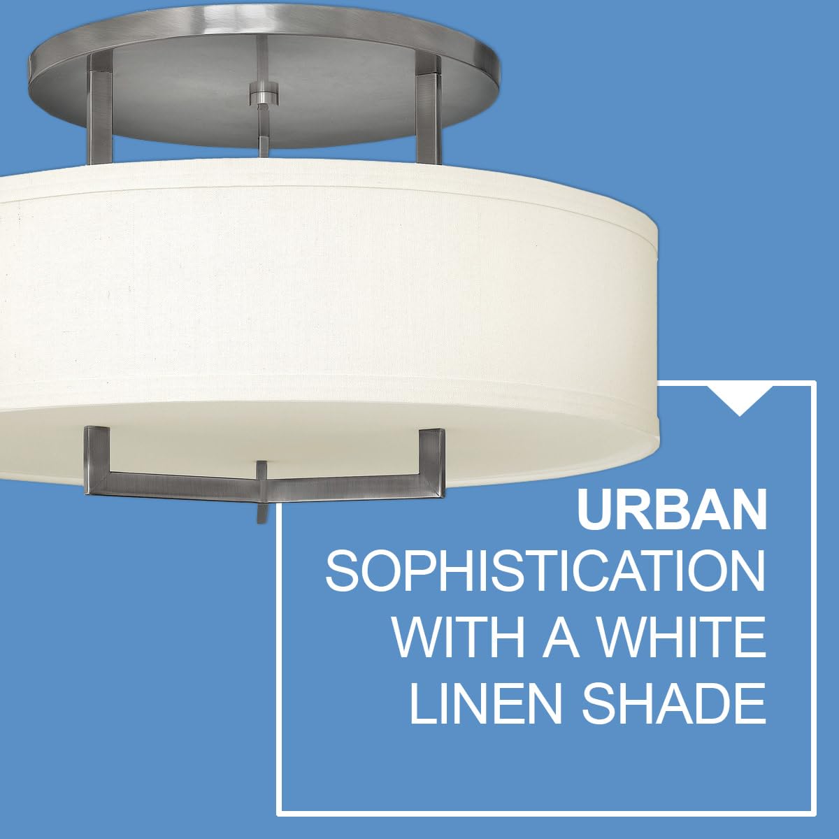 hinkley-hampton-semi-flush-mount-light-antique-nickel-off-white-linen-drum-shade image 5