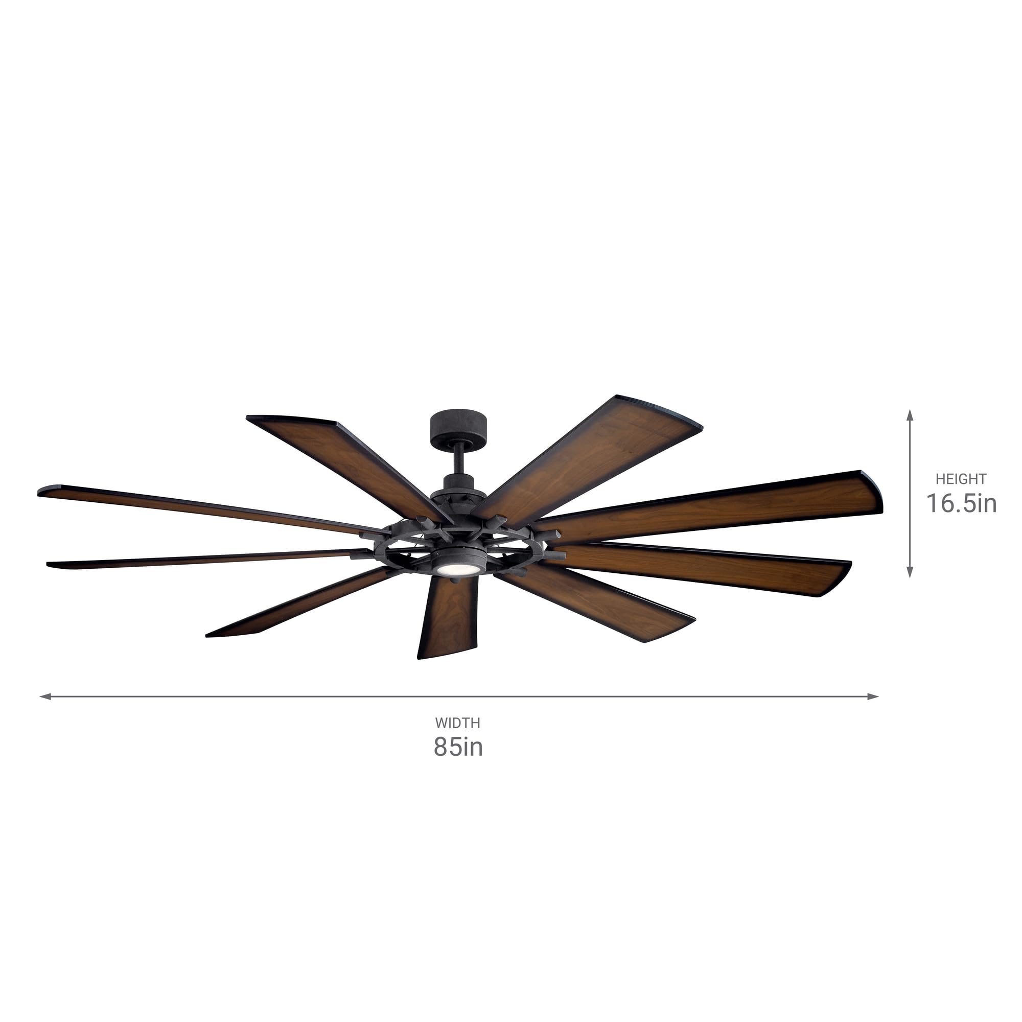 kichler-gentry-xl-9-blade-distressed-black-ceiling-fan-with-1-light-led-model-30 image 2
