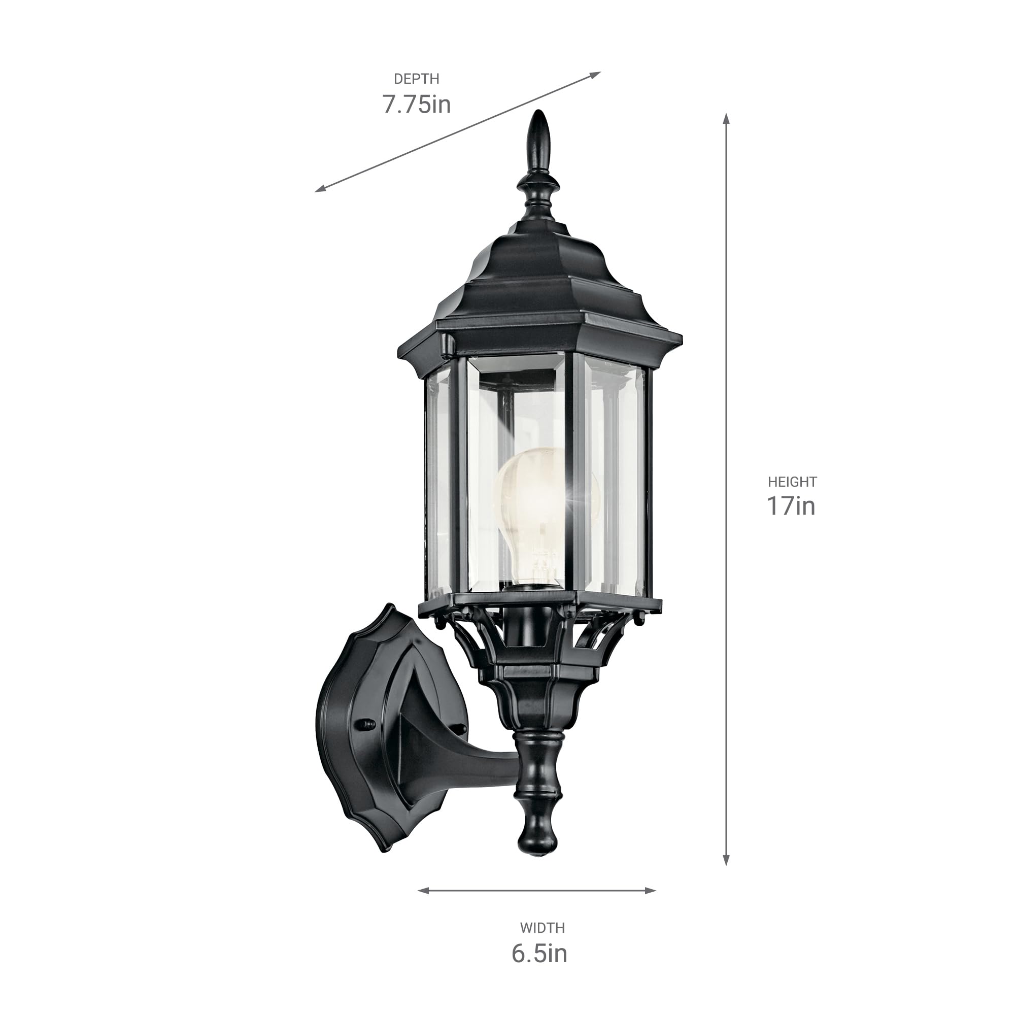 kichler-chesapeake-outdoor-wall-sconce-black-49255bk-coastal-die-cast-aluminum-w image 2
